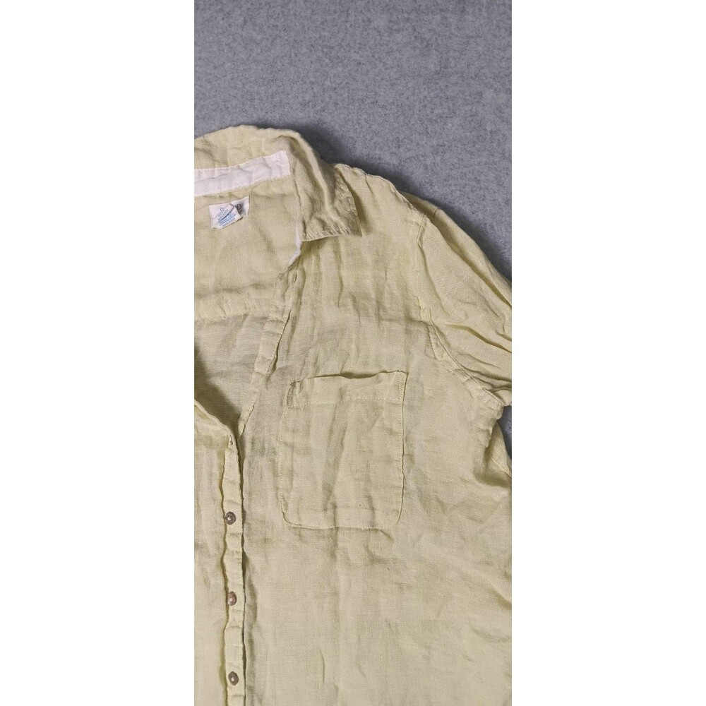 Sigrid Olson 100% Linen Long Sleeve Button Up Small Yellow Coastal Quiet Luxury - Picture 4 of 12